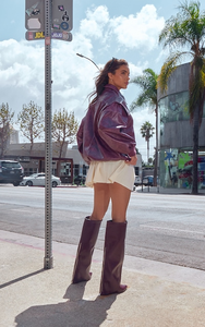 Chaqueta Corta de Cuero Tejida para Mujer, Estilo Bomber Roja, Impermeable y Transpirable - Product Image 5