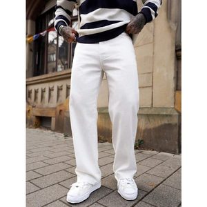 Vaqueros de mezclilla de pierna ancha de corte recto blancos, modernos y ecológicos, transpirables, estilo urbano, talla 28 a 42, vintage - Product Image 3