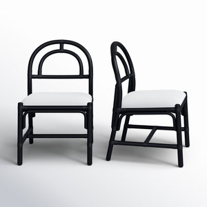 Juego de 2 sillas de comedor de ratán arqueadas - Product Image 1