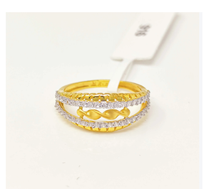 22K Solid Gold Double Band Twist <b>Ring</b> for Women Real Gold Cubic Zirconia Infinity <b>Ring</b> Luxury <b>Indian</b> Wedding Jewelry - Product Image 2