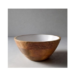 Ensemble de bols à salade en bois de manguier Royal Classic de haute qualité émaillés et imprimés pour la maison Restaurant Hôtel Utilisation Z F Crafts - Product Image 4