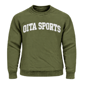 Pull décontracté pour homme vert olive personnalisé, col rond, manches longues, tricot doux, finition côtelée avec poitrine surélevée - Product Image 1