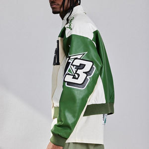 Chaqueta de Carreras Nascar Impermeable de Cuero Genuino Vintage Hecha a Medida de Primera Calidad para Hombre, Bordada con Chenille, al Mejor Precio - Product Image 4