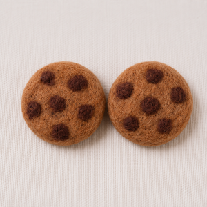 Handmade <b>Wool</b> Felt Chocolate Chip Cookie Pretend Play Soft Toy for 3-6 Year Olds-Unisex Educational Gift - Product Image 5