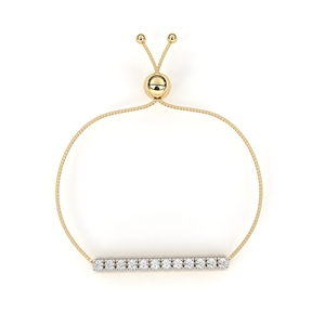 Pulsera Bolo con Diamantes Curvos en Barra – 12 Diamantes CVD de Laboratorio de 2mm, Oro Amarillo de 10K, 14K, 18K, Cadena Ajustable Tipo Box - Product Image 4