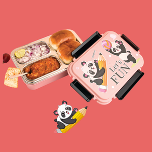 Premium 3 compartment insulated lunch <b>box</b> with stainless steel trays airtight food <b>container</b> for school use - Product Image 3