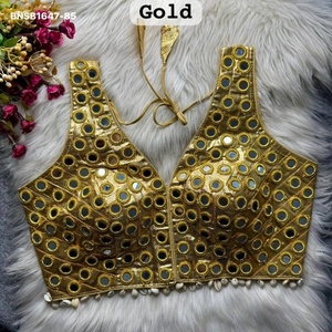 Blusa sin mangas con cuello en V, preformada, con adornos de Gota, pedrería de espejo y ribete Kodi, lista para usar, ideal para fiestas. Proveedor de Surat. - Product Image 1