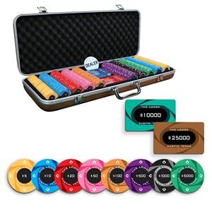 Jeu de jetons de poker en céramique Lodge 300/500 pièces avec 10/20 plaques 40/45/50mm 10/14/17g-10/14/17g - Product Image 1