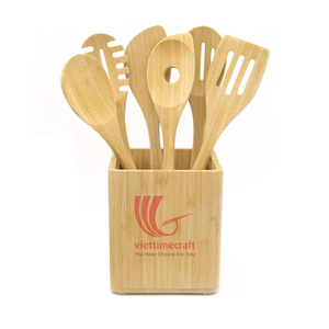Ensemble d'ustensiles de cuisine en bois naturel de qualité supérieure, cuillère, spatule et lopette durables - Kit artisanal de 6 pièces pour les gourmands soucieux de l'environnement - Product Image 2