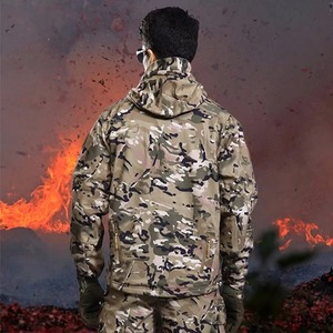 <b>Camo</b> Softshell <b>Jacket</b> Men Fleece Lined <b>Waterproof</b> Hooded Outdoor Hiking Hunting Coat Multicam CP <b>Camo</b> Green Brown - Product Image 2