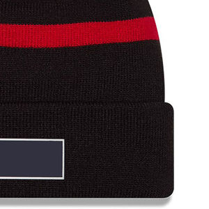 Custom Knit <b>Beanie</b> <b>Hat</b> Black Red Striped Unisex Winter Cap for Adults Casual Wear 56-58CM Acrylic Material - Product Image 3
