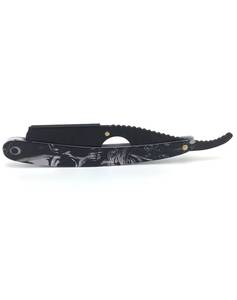 <b>Straight</b> <b>Razor</b> With Black Marble Pattern Handle Stainless Steel Blade For Men Barber Shop Use Single Blade Design - Product Image 3