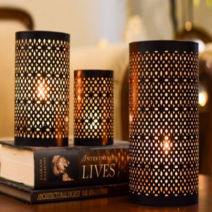Dual Tone set of 3 votive candle holders of 3 New design Black finish <b>metal</b> votive candle holders 8 Inch height - Product Image 2