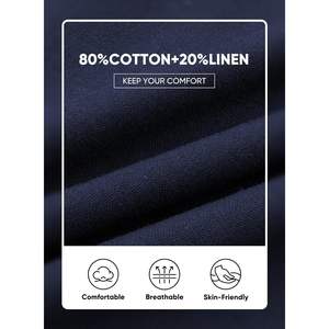 Shorts de plage décontractés pour hommes en coton et lin de 8 pouces avec boutons à la taille et poches - Product Image 6