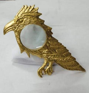 Loupe à main décorative avec poignée en métal en forme d'aigle et finition jaune, loupe de lecture pour bureau, bibliothèque, décoration - Product Image 6