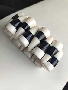 Nouveau Bracelet Élastique Bohème Géométrique en Résine Noire et Blanche avec Perles, Grande Taille, à Faire Soi-même, pour Femmes - Product Image 5