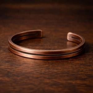 <b>Copper</b> Dual Groove Open Cuff Bracelet Minimalist Artisan Wrist <b>Bangle</b> Handmade Adjustable Unisex Fashion Statement Jewelry - Product Image 4