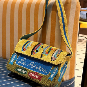 Sac à bandoulière perlé avec broderie de perles, sac à main brodé de perles au design unique et entièrement fait main - Product Image 2