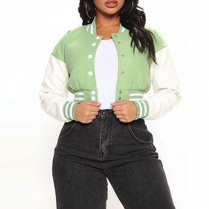 Chaqueta Universitaria de Béisbol con Bordado Personalizado de Primera Calidad, Chaqueta Varsity de Algodón Fino Resistente al Viento para Mujer - Product Image 2