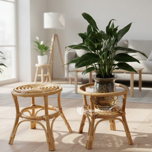 Taburete y Soporte para Plantas de Mimbre Natural con Almacenamiento (Venta al por Mayor) - Product Image 2