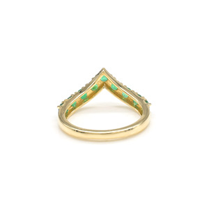 Anillo de Boda Hecho a Mano en Oro Amarillo de 14K, con Esmeralda de 3mm en Engaste Chevron, Gema Natural, Joyería de Alta Calidad para Aniversario, Venta al Por Mayor - Product Image 5