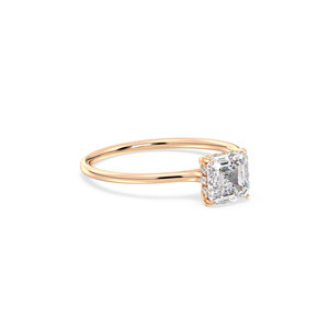 Bague solitaire REYES avec halo caché en diamant HPHT CVD cultivé en laboratoire, en or massif 14 carats, taille Asscher, 1,19 carat - Product Image 3