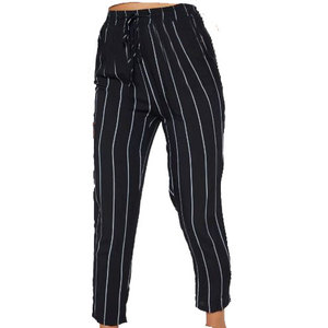 Pantalon cargo taille haute élastique uni avec fermeture éclair, longueur cheville, pour femme, respirant, en polyester/coton - Product Image 5