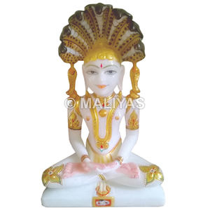 Statue de Parasnath en marbre |   Murti en marbre artisanal de Parasnath Bhagwan pour la maison et le temple jain - Product Image 1