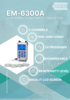 Taiwan EM-6300 Portable Physiothérapie TENS EMS Stimulateur musculaire US Plug Garantie 1 an Soulagement de la douleur Inclus Électrode Pads