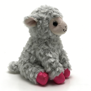 Customized grey sheep plush, curly wool lamb stuffed animal, farm animal plush toy, <b>pink</b> glitter hoof sheep - Product Image 2