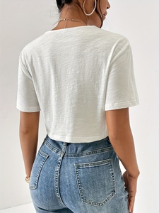 Camiseta Corta de Verano 2026 para Mujer, Ecológica, Ajustada, de Manga Corta, Mezcla de Algodón, Informal, para Gimnasio - Product Image 4