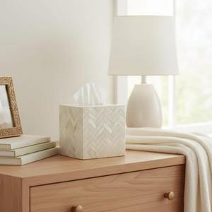 Boîte à mouchoirs en os incrusté sur mesure, vente en gros - Product Image 2