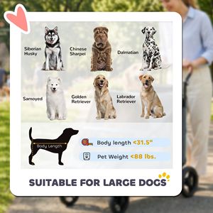 Passeggino per Cani di Taglia Grande (fino a 30 kg) con Maniglia Regolabile in 8 Posizioni, Grigio, con Sospensioni a Molla e Pulsante in Alluminio - Product Image 3