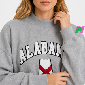 เสื้อสเวตเชิ้ตคอเต่าผู้หญิง ตกแต่งด้วยตัวอักษร ALABAMA พร้อมลายแผนที่รัฐ  ผ้าฟลีซหนานุ่ม ทรงโอเวอร์ไซส์ - Product Image 6