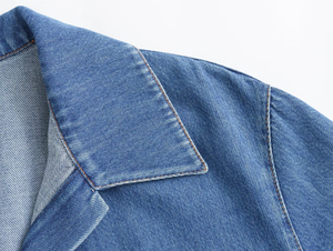 Chemise en jean classique pour femme, en coton, manches longues, boutonnée, décontractée, coupe ample, délavée, pour le quotidien et le streetwear - Product Image 6