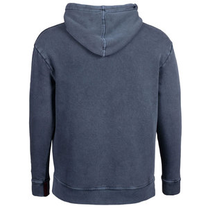 Men's <b>Navy</b> Blue Hooded Sweatshirt Regular Fit Solid Color Casual Knitted Cotton With Pocket Autumn Wear - Product Image 3