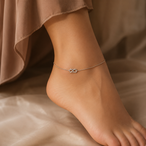 Tobillera de Plata de Ley 925 con Símbolo de Infinito para Mujer, Diseño Minimalista de Nudo de Amor, Acabado Pulido, para Uso Diario, Playa, Fiesta, Aniversario - Product Image 1