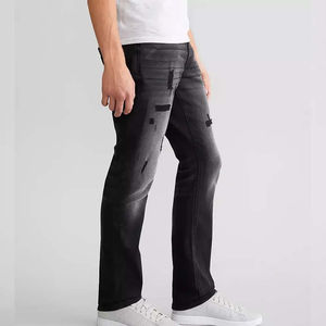 Pantalones de mezclilla premium para hombre, lavados, al por mayor, de corte recto ajustado, informales, azules, para proveedor mayorista - Product Image 5