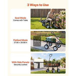 Carrello da Giardino Robusto con Sedile, Capacità 227 kg, Sgabello in Acciaio e Vassoio Porta Attrezzi, Carrello Utilitario da Giardino con Ruote - Product Image 5