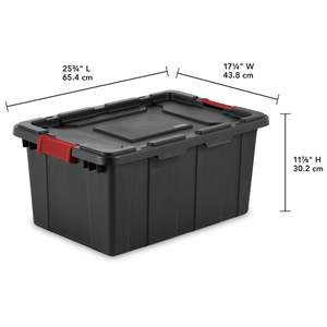 Set di 6 Tote in plastica industriale nera da 15 galloni per scaffali da Garage - Product Image 3