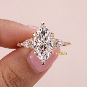 Impresionante Anillo de Compromiso con Diamante Cultivado en Laboratorio, Corte Marquesa, Plata 925, Diseño Elegante, Joyería de Moda para Novia - Product Image 6