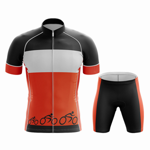 Conjunto de Jersey de Ciclismo para Hombre de Alta Calidad, Rojo, Negro y Gris, Manga Corta, Transpirable, con Diseño de Patrón de Ciclismo - Product Image 1