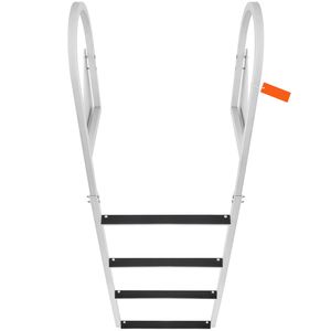 Scaletta per Pontone in Alluminio a 4 Gradini Ribaltabile, Capacità di Carico 350 Libbre, con Tappetino Antiscivolo, per Barche e Piscine - Product Image 1