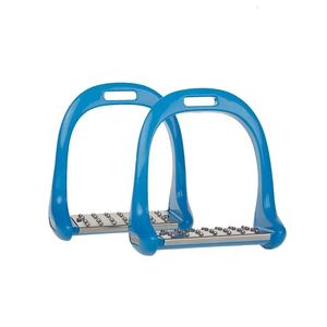 Estribos de aluminio azules con tacos metálicos y almohadilla de goma para equitación. Estribos duraderos para montar a caballo. - Product Image 5