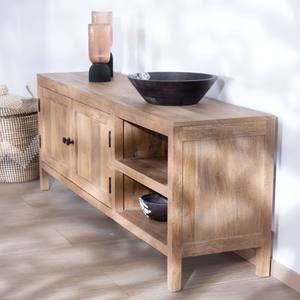 Mueble para TV Vandana Silver Contour de 160 cm, modelo Maestro, en madera de mango con puertas dobles - Product Image 5