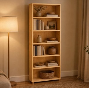 Modern Wooden Bookcase 6 <b>Shelves</b> Storage Rack Freestanding Cubby <b>Shelf</b> <b>Unit</b> for Living Room Home Office - Product Image 1