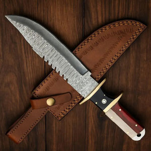 Cuchillo Bowie hecho a mano de acero D2: mango de madera y funda de cuero - Product Image 2