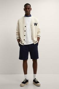 Seebi Sports Men's Cream Wool Acrylic V-neck <b>Thick</b> <b>Cardigan</b> Full Sleeve Button Closure Letter W Logo Winter Wear - Product Image 3