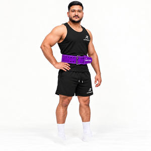 Wholesale Leather Powerlifting <b>Belt</b> <b>Men</b> Heavy Duty Double Prong Buckle Strength Training <b>Gym</b> Fitness Custom Logo Manufacturer - Product Image 2