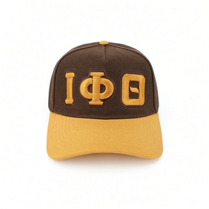 Gorra de Béisbol Iota Phi Theta Marrón Amarillo Dorado con Cierre a Presión para Hombre, Bordada con Letras Griegas, Estilo Universitario Casual de Dos Tonos - Product Image 3